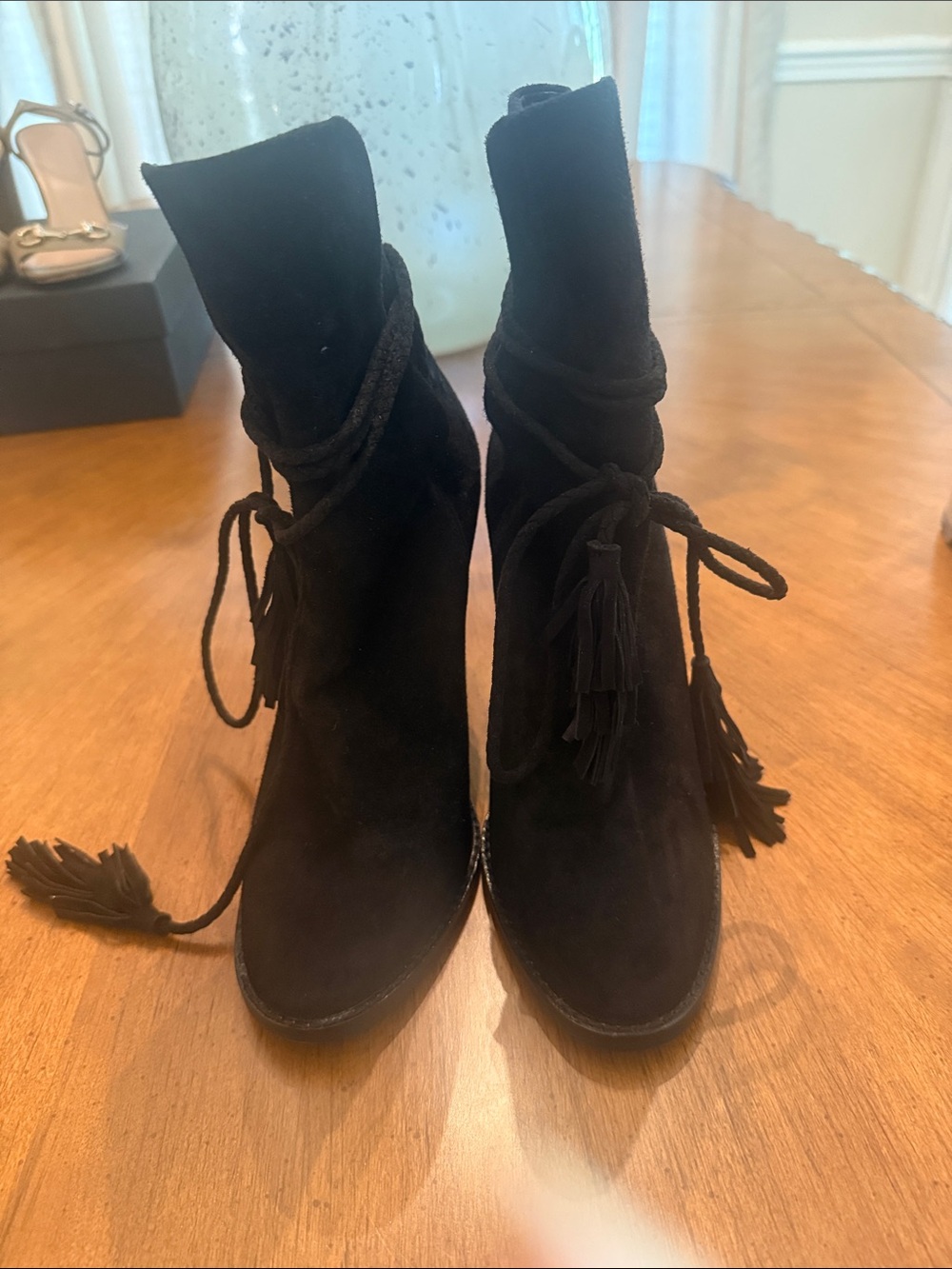 Joie Women's Black Suede Tassel Ankle Boots